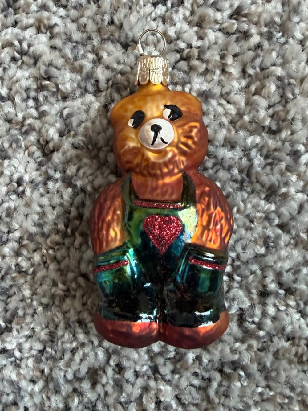 Vintage "Teddy Bear" Glass Ornament Christmas Holiday.